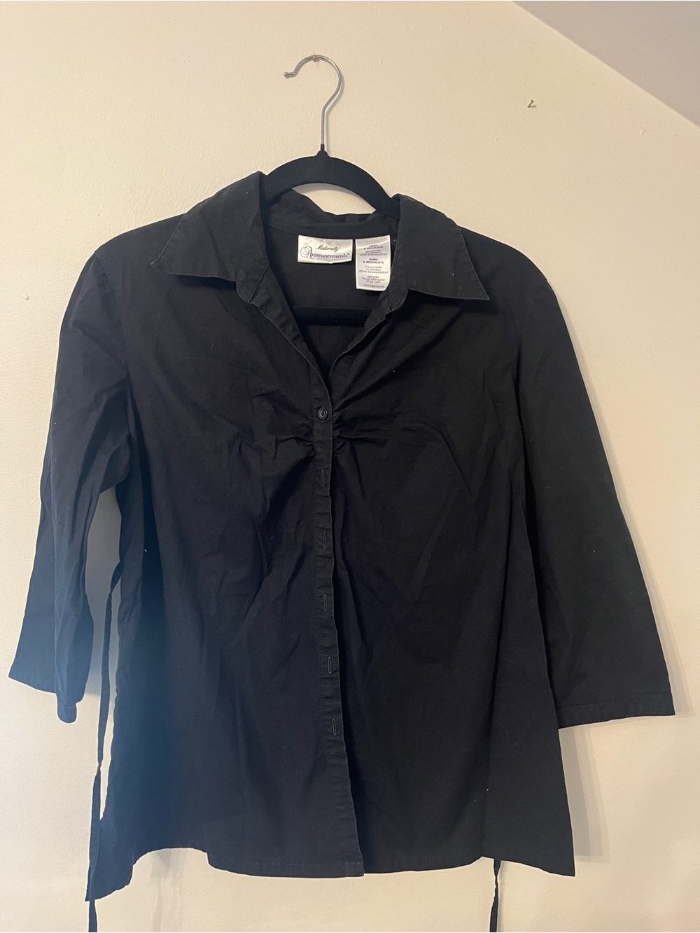Maternity black button down
